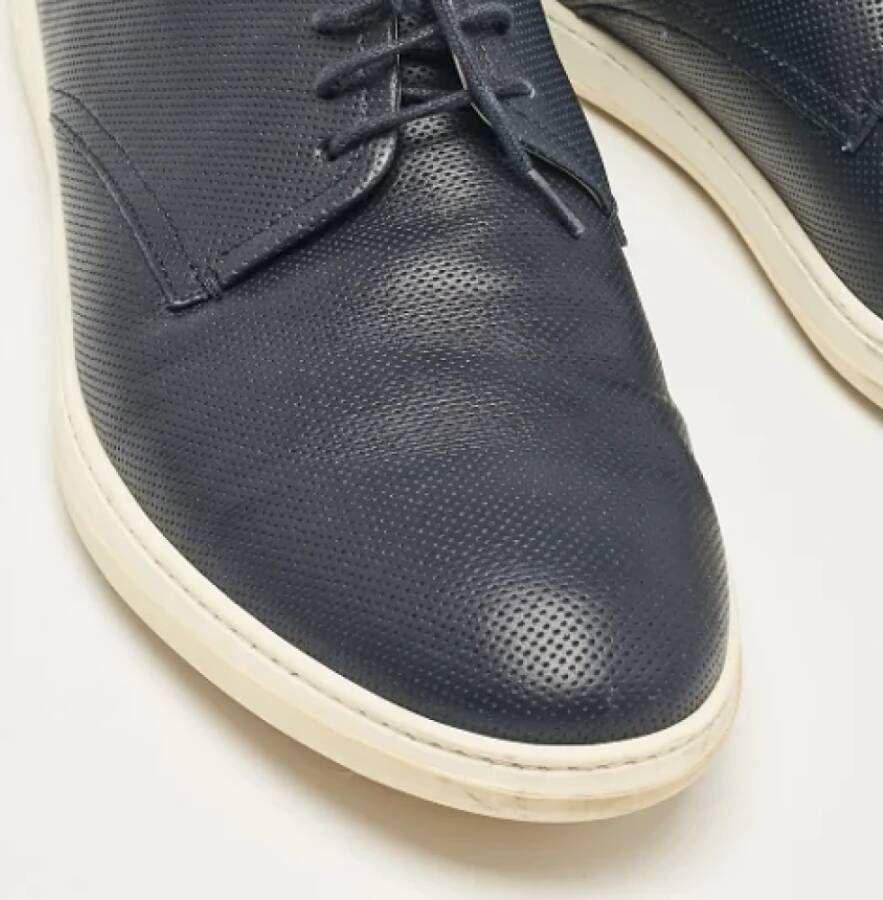 Armani Pre-owned Leather sneakers Blue Heren