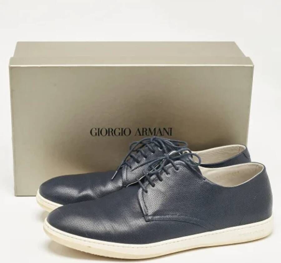 Armani Pre-owned Leather sneakers Blue Heren