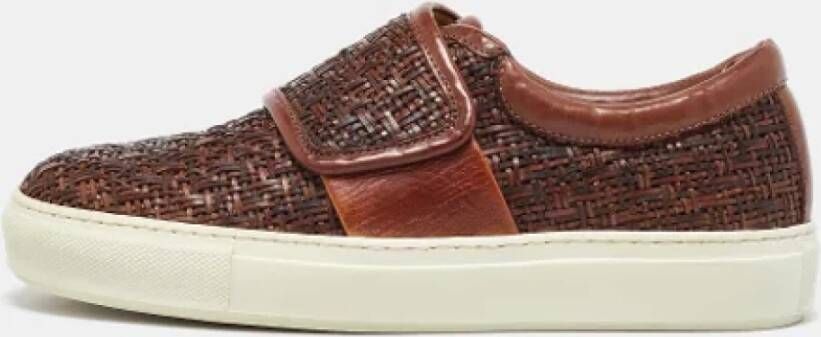 Armani Pre-owned Leather sneakers Brown Heren