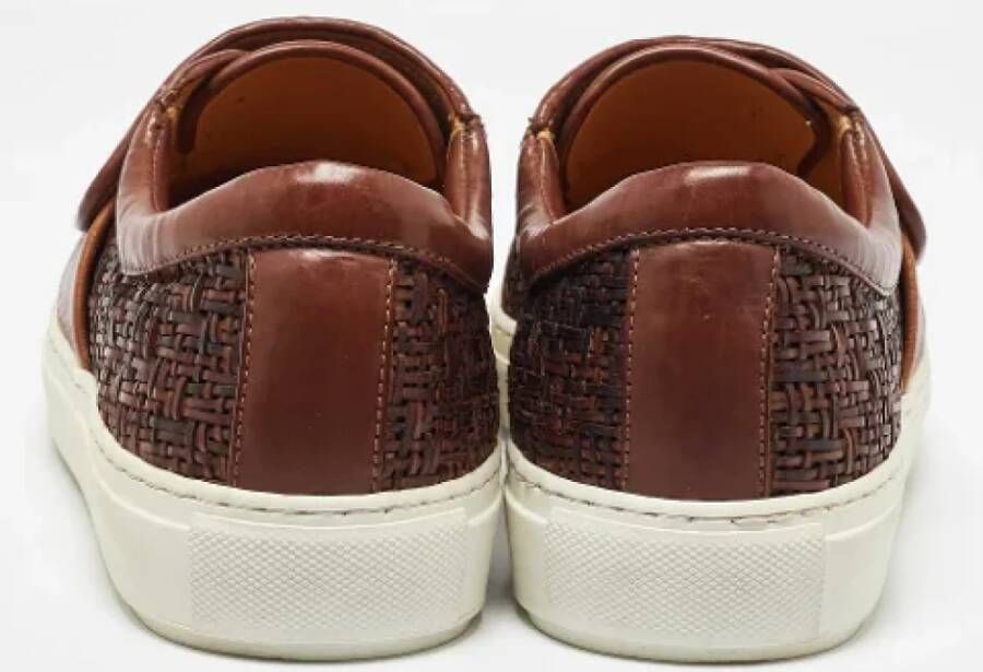 Armani Pre-owned Leather sneakers Brown Heren