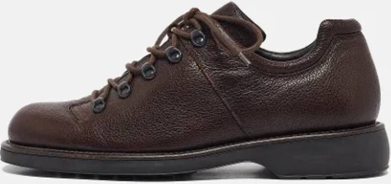 Armani Pre-owned Leather sneakers Brown Heren