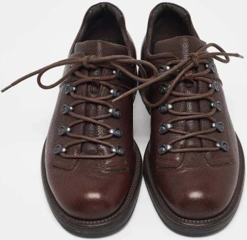 Armani Pre-owned Leather sneakers Brown Heren