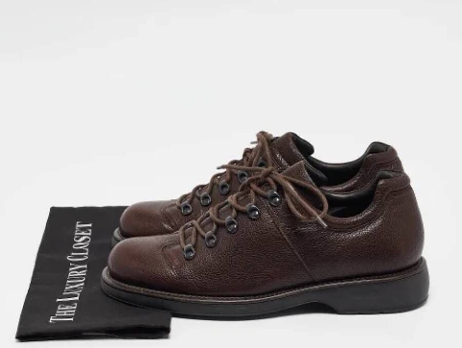 Armani Pre-owned Leather sneakers Brown Heren