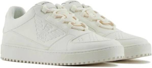 Armani Witte Logo Sneakers met Gegraveerd Logo White Heren