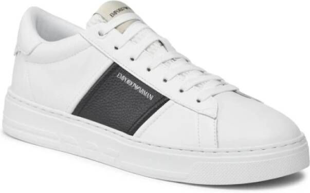 Armani Zwarte Band Sneakers White Heren