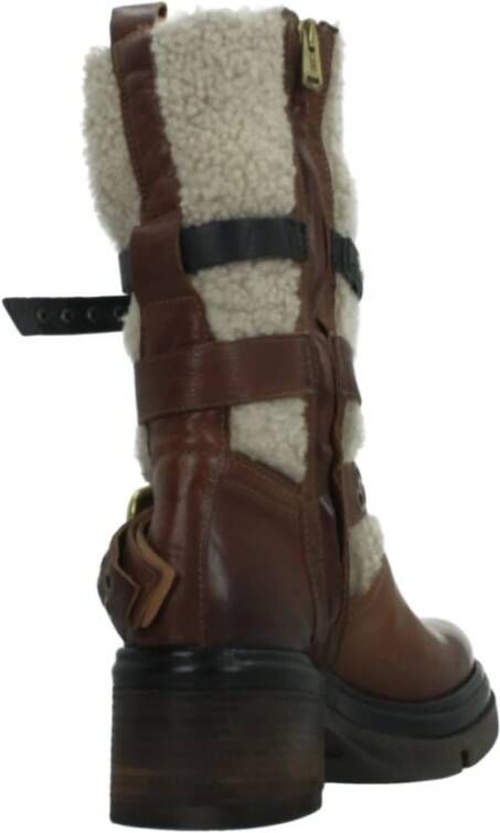 a.s.98 Stijlvolle Enkellaarzen met Gespdetail Brown Dames