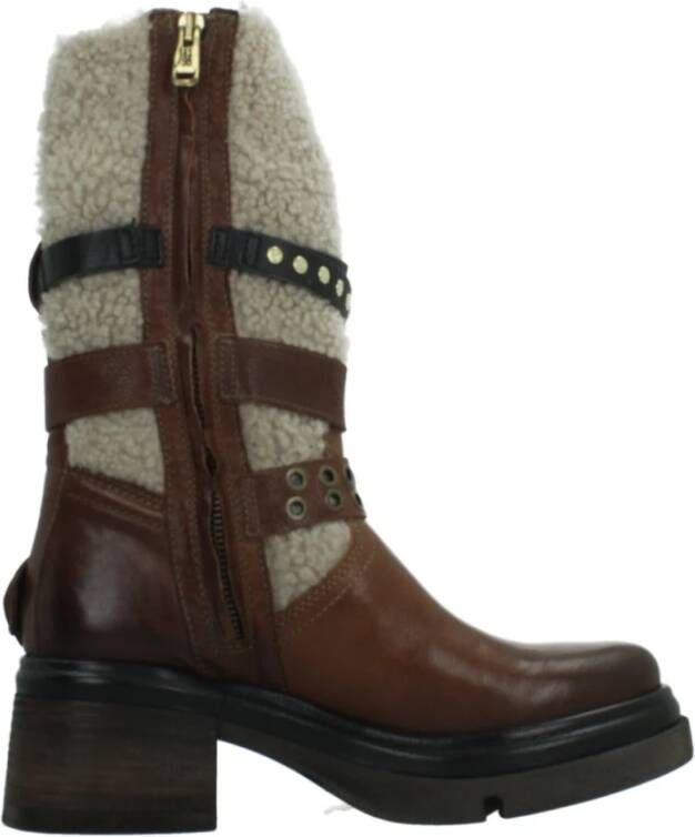 a.s.98 Stijlvolle Enkellaarzen met Gespdetail Brown Dames