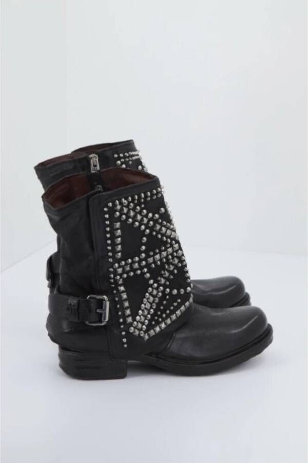 a.s.98 Studded Enkellaarzen Black Dames