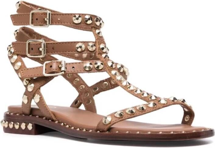 Ash Bruin Leren Stud Sandalen Brown Dames