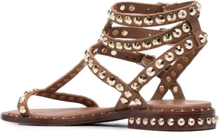 Ash Bruin Leren Stud Sandalen Brown Dames