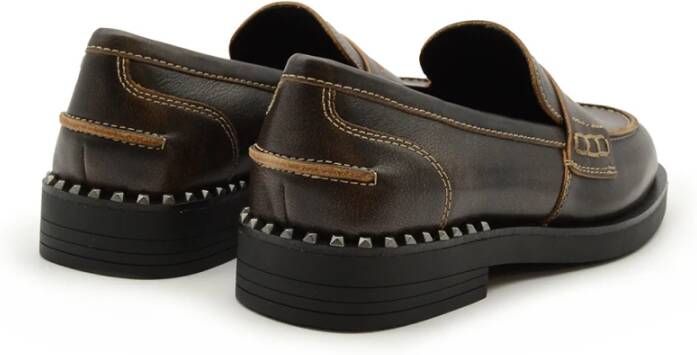 Ash Bruine leren mocassin met studs Brown Dames