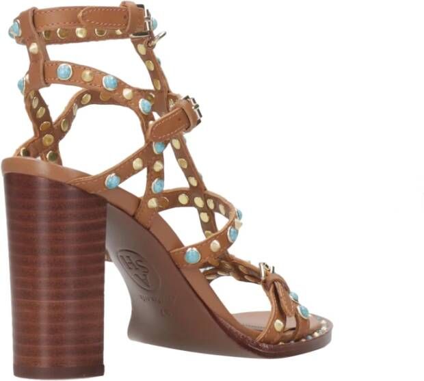 Ash Bruine Leren Sandalen met Stenen Brown Dames