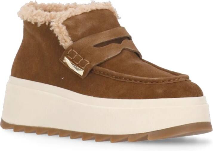 Ash Bruine Suède Loafer met Verhoogde Zool Brown Dames