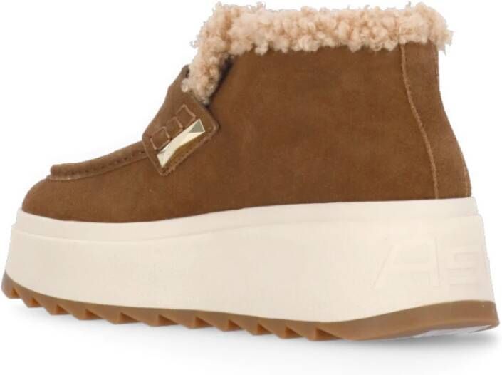 Ash Bruine Suède Loafer met Verhoogde Zool Brown Dames