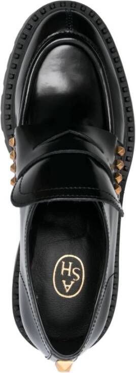 Ash Zwarte studded leren loafers Zwart Dames