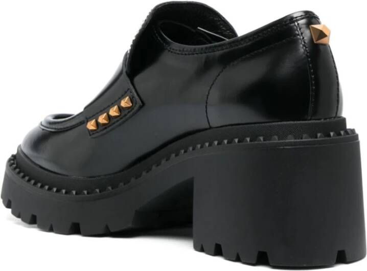 Ash Zwarte studded leren loafers Zwart Dames