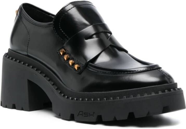 Ash Zwarte studded leren loafers Zwart Dames