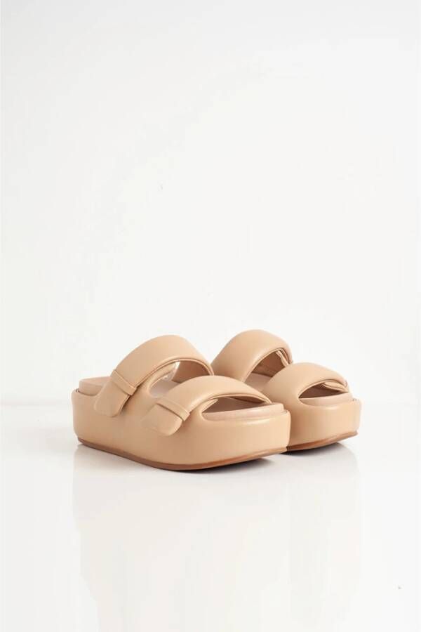 Ash Beige Leren Platte Sandalen met 6cm Hak Beige Dames