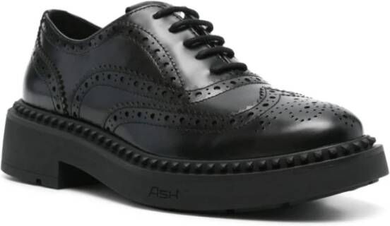 Ash Geperforeerde Zwarte Platte Schoenen Vetersluiting Black Dames