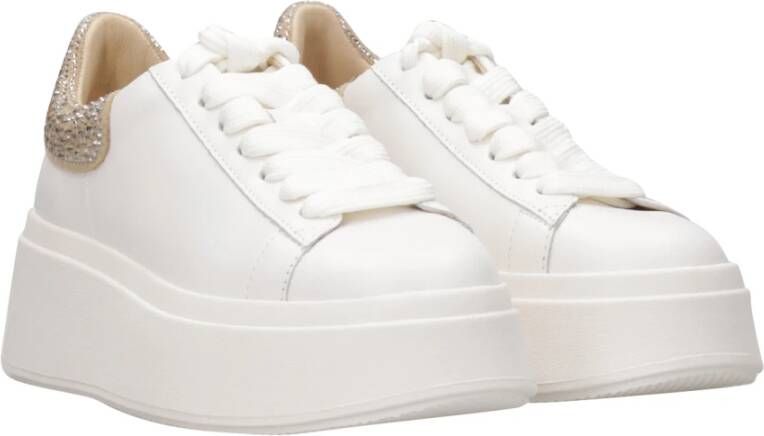 Ash Glitter Leren Veterschoenen White Dames