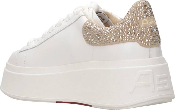 Ash Glitter Leren Veterschoenen White Dames