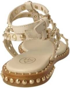 Ash Gouden Studs Ivoor Leren Sandalen Beige Dames