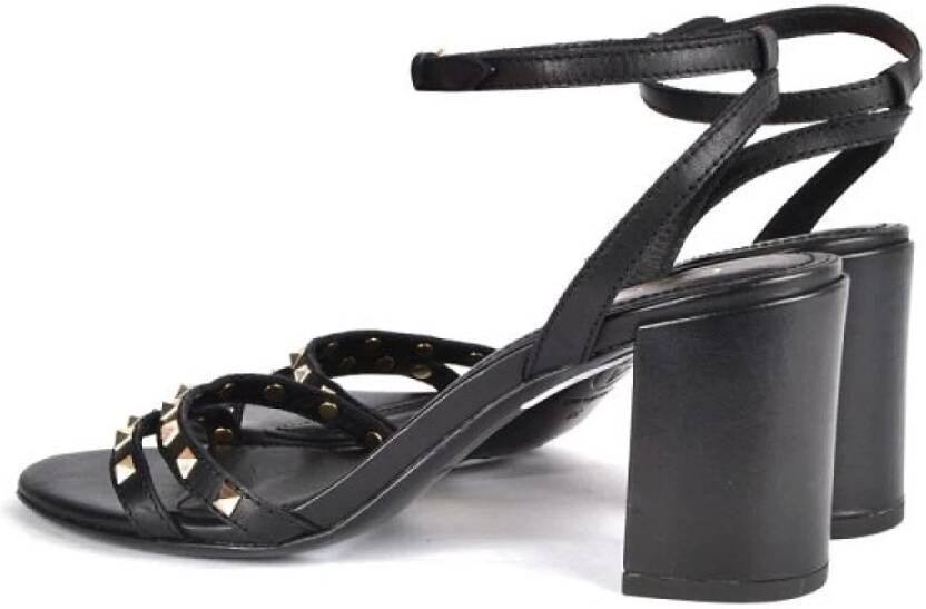 Ash Zwarte Leren Hoge Hak Sandalen Zwart Dames