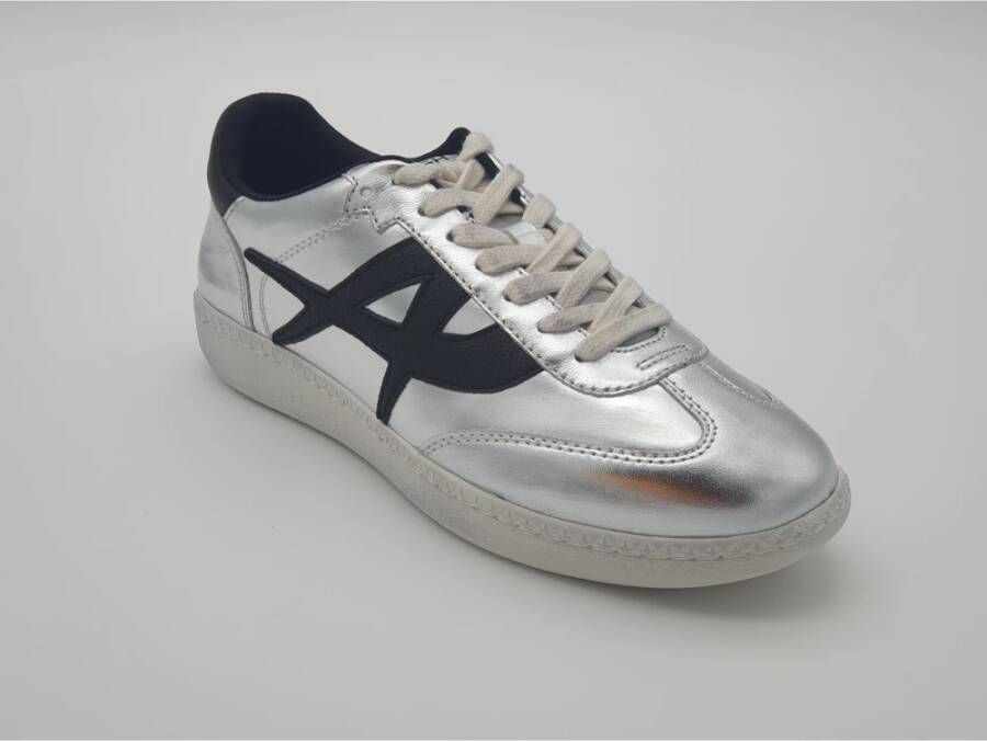 Ash Metallic leren sneaker met technische details Gray Dames