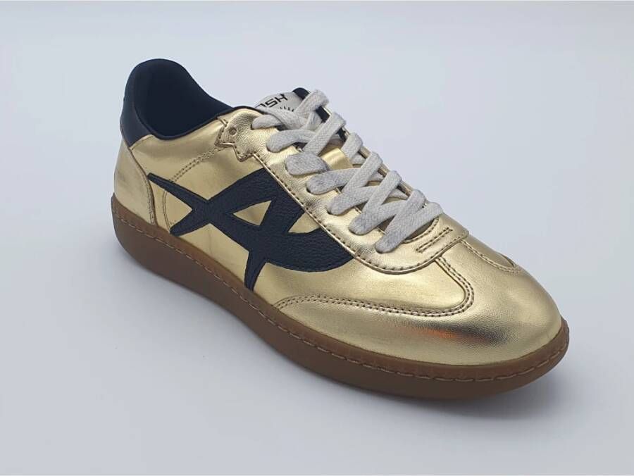 Ash Metallic leren sneaker met technische details Yellow Dames