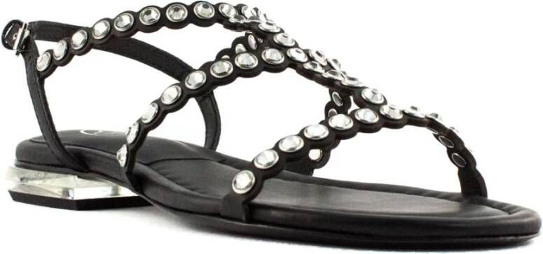 Ash Zwarte Leren Sandalen Zwart Dames