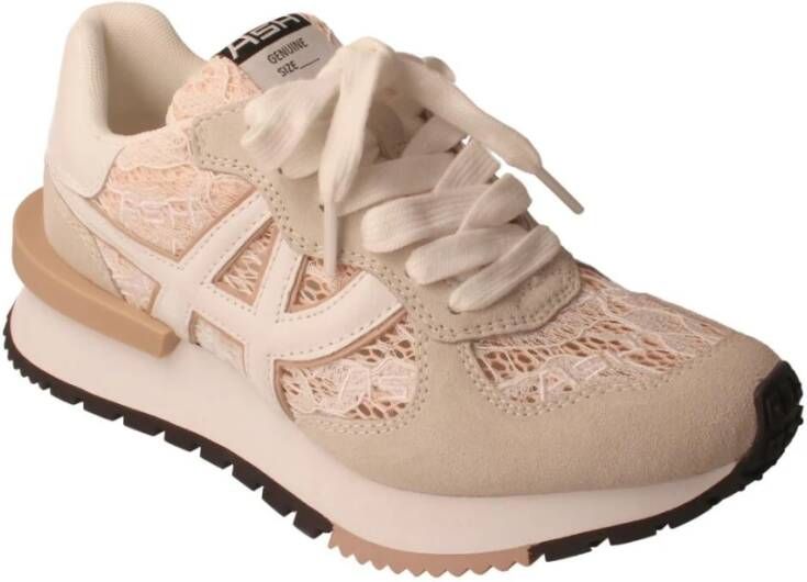 Ash Ademende leren sportschoenen Beige Dames