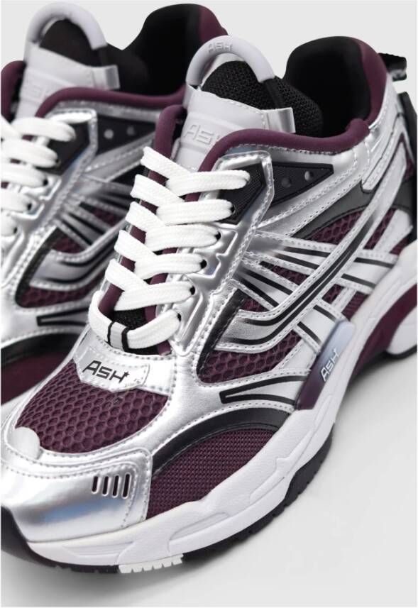 Ash Sportieve Race Sneaker met Patent Silver Black Plum Design Paars Dames