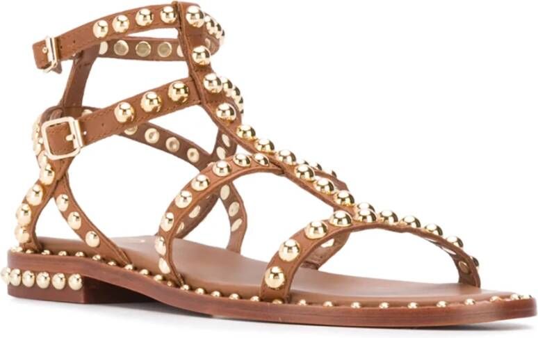 Ash Studded Bruine Leren Sandalen Brown Dames