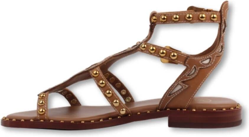 Ash Studded Flat Sandals Brown Dames