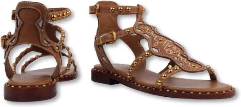 Ash Studded Flat Sandals Brown Dames