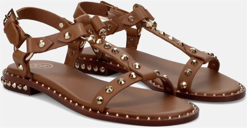 Ash Studded Leather Brown Sandals Brown Dames