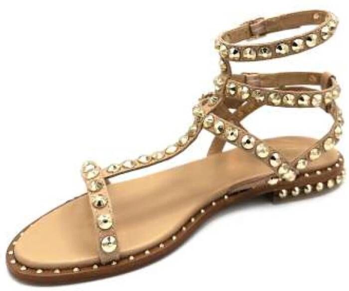 Ash Studded Leather Sandal Beige Dames