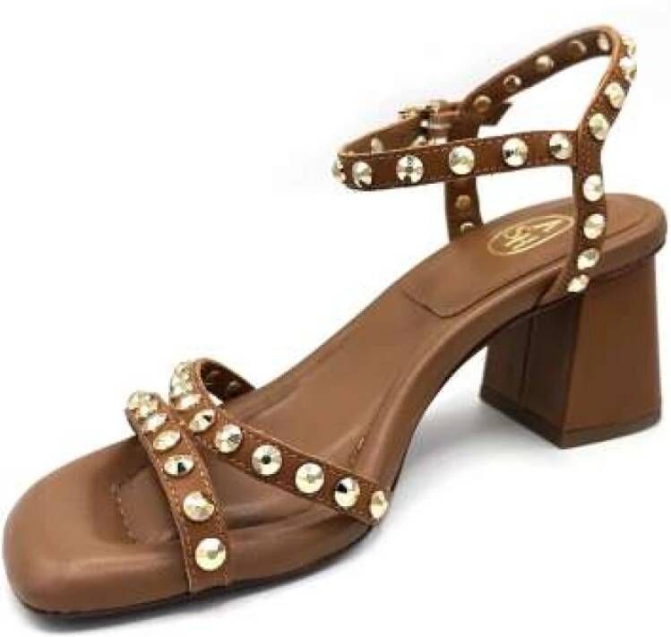 Ash Studded Leather Sandal Brown Dames