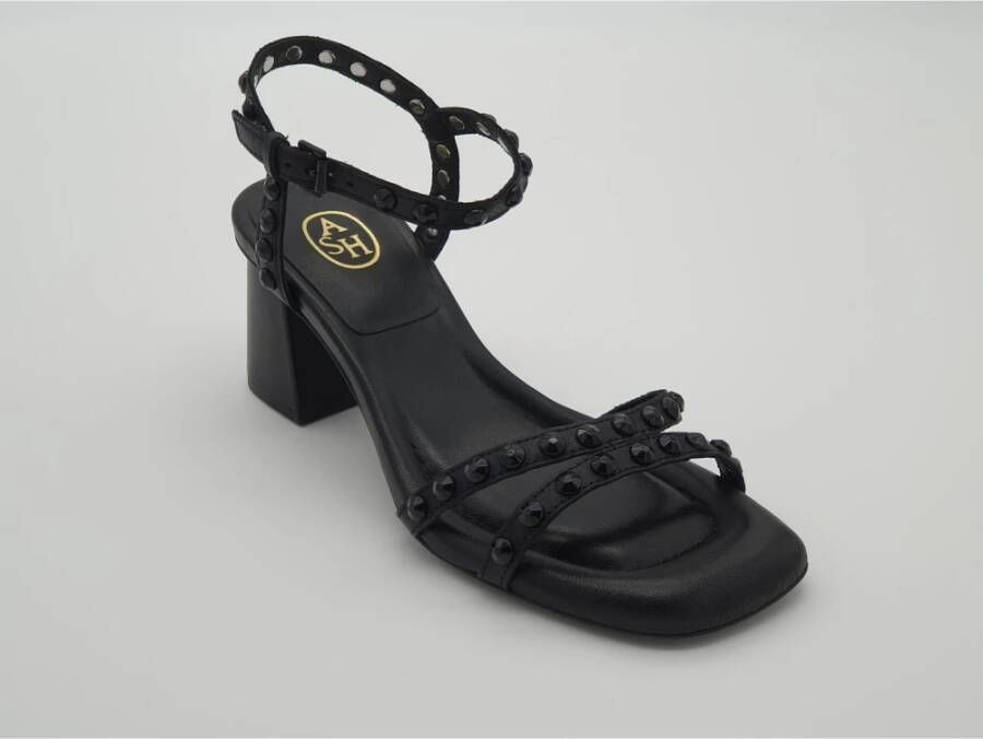 Ash Studded Leren Hoge Hak Sandalen Black Dames