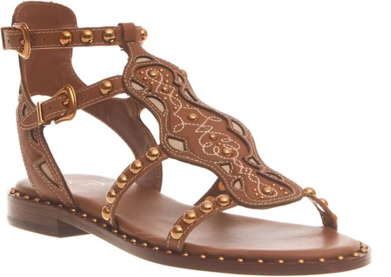 Ash Studded Leren Sandalen Goud Brown Dames