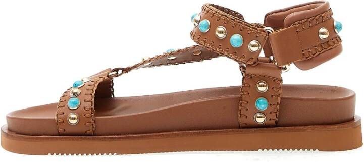 Ash Studded Turquoise Leren Sandaal Brown Dames