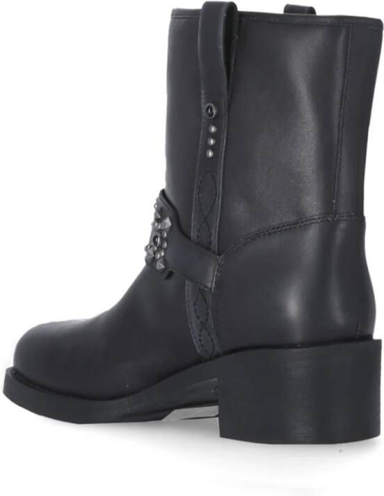 Ash Studded Zwarte Leren Enkellaarzen Black Dames