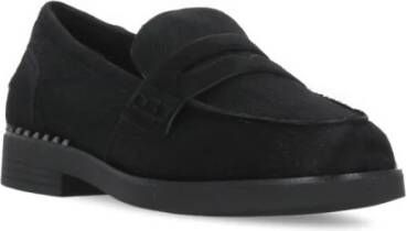 Ash Zwarte Cow Hair Loafers Ronde Neus Black Dames