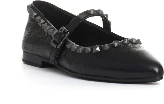 Ash Zwarte leren ballerina's met studs Black Dames