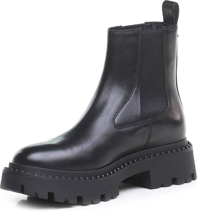 Ash Zwarte Leren Chelsea Boots met Metalen Applicaties Black Dames