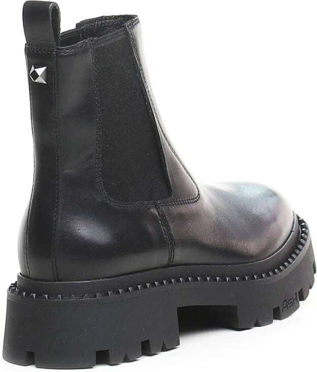Ash Zwarte Leren Chelsea Boots met Metalen Applicaties Black Dames