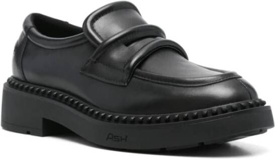 Ash Zwarte Leren Instap Penny Loafers Black Dames