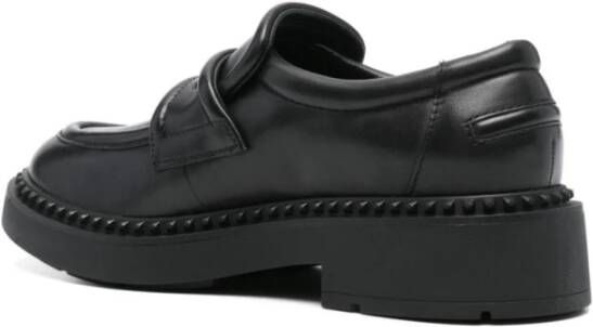 Ash Zwarte Leren Instap Penny Loafers Black Dames