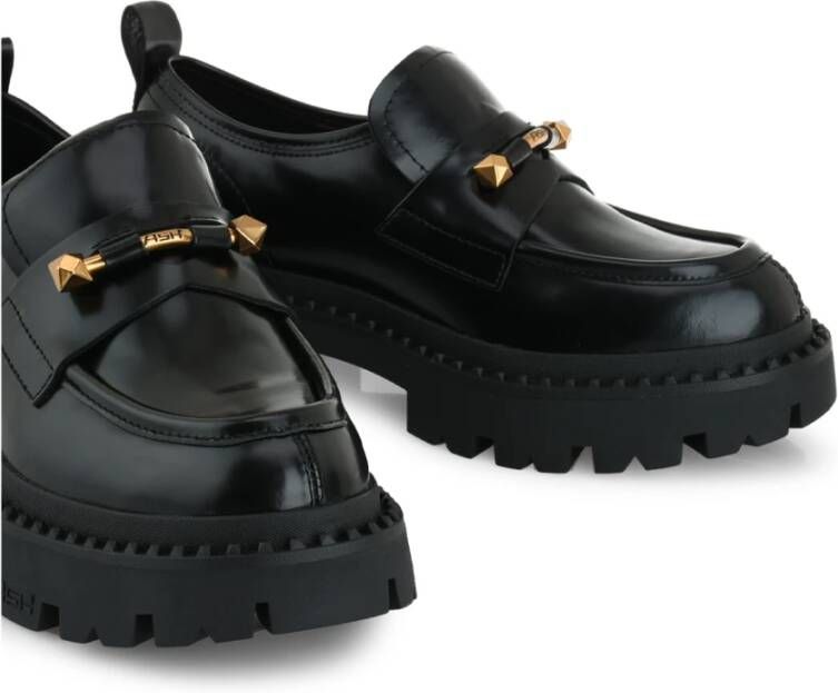 Ash Zwarte Leren Jack Combo Loafer Black Dames