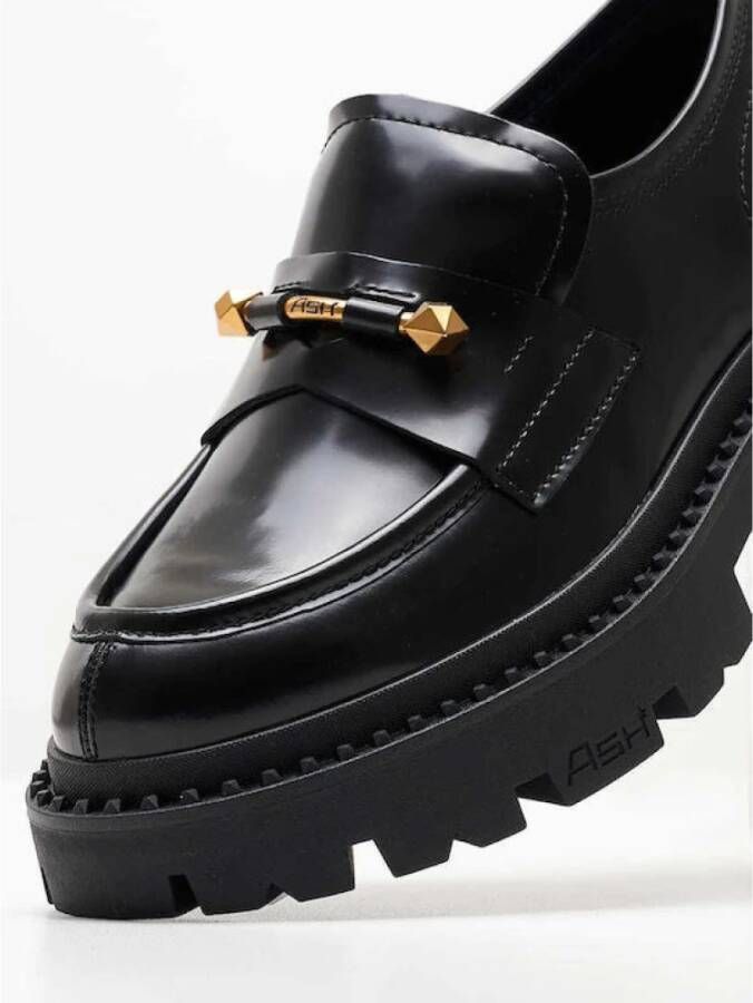 Ash Zwarte Leren Jack Combo Loafer Black Dames